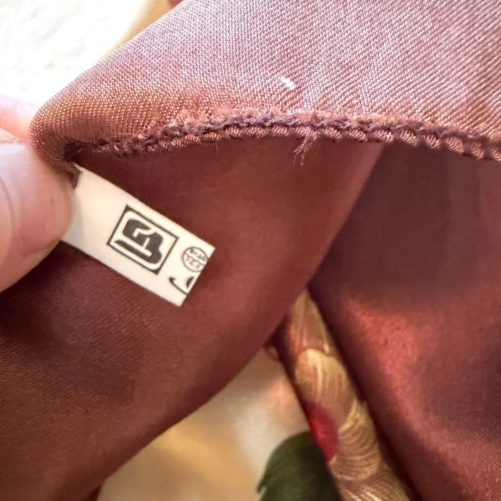 Large vintage 1960s Floral Square Scarf with Brown Border